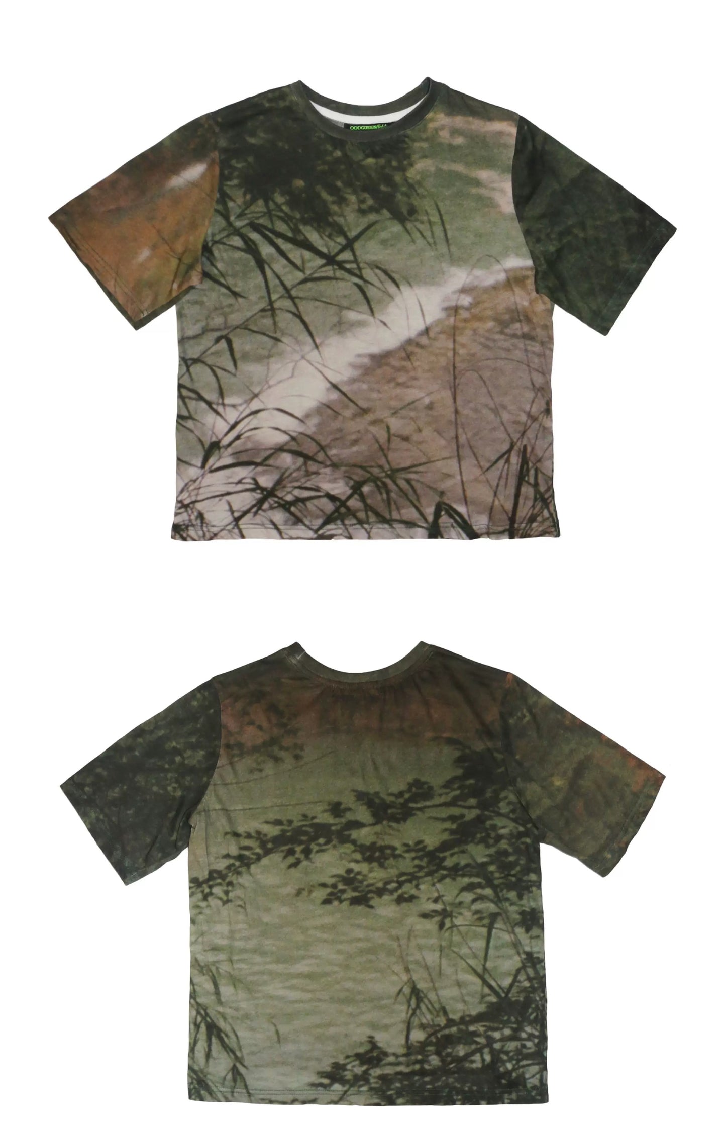 Oddgreen – Bamboo Falls Tee 'Botanical Impression in Cloud White'
