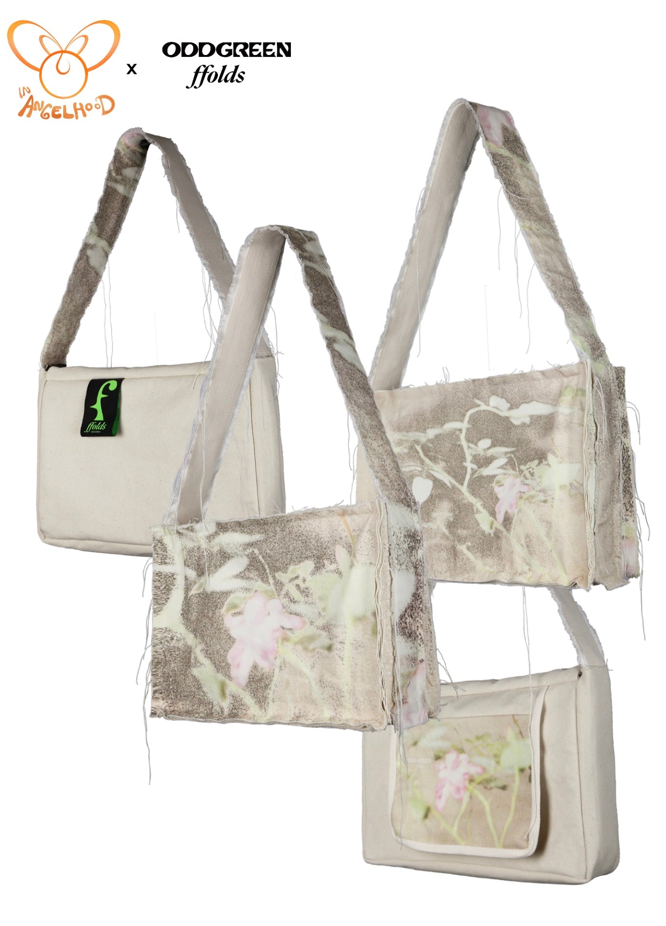 OddGreen - Tattered Rose Canvas Bag with Zipper Closure