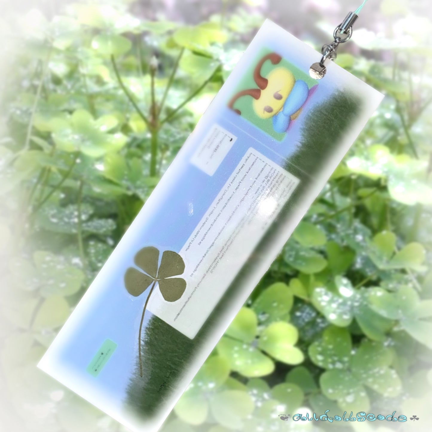 alldollscode - Lucky Clover Star Illustration Bookmark Pendant