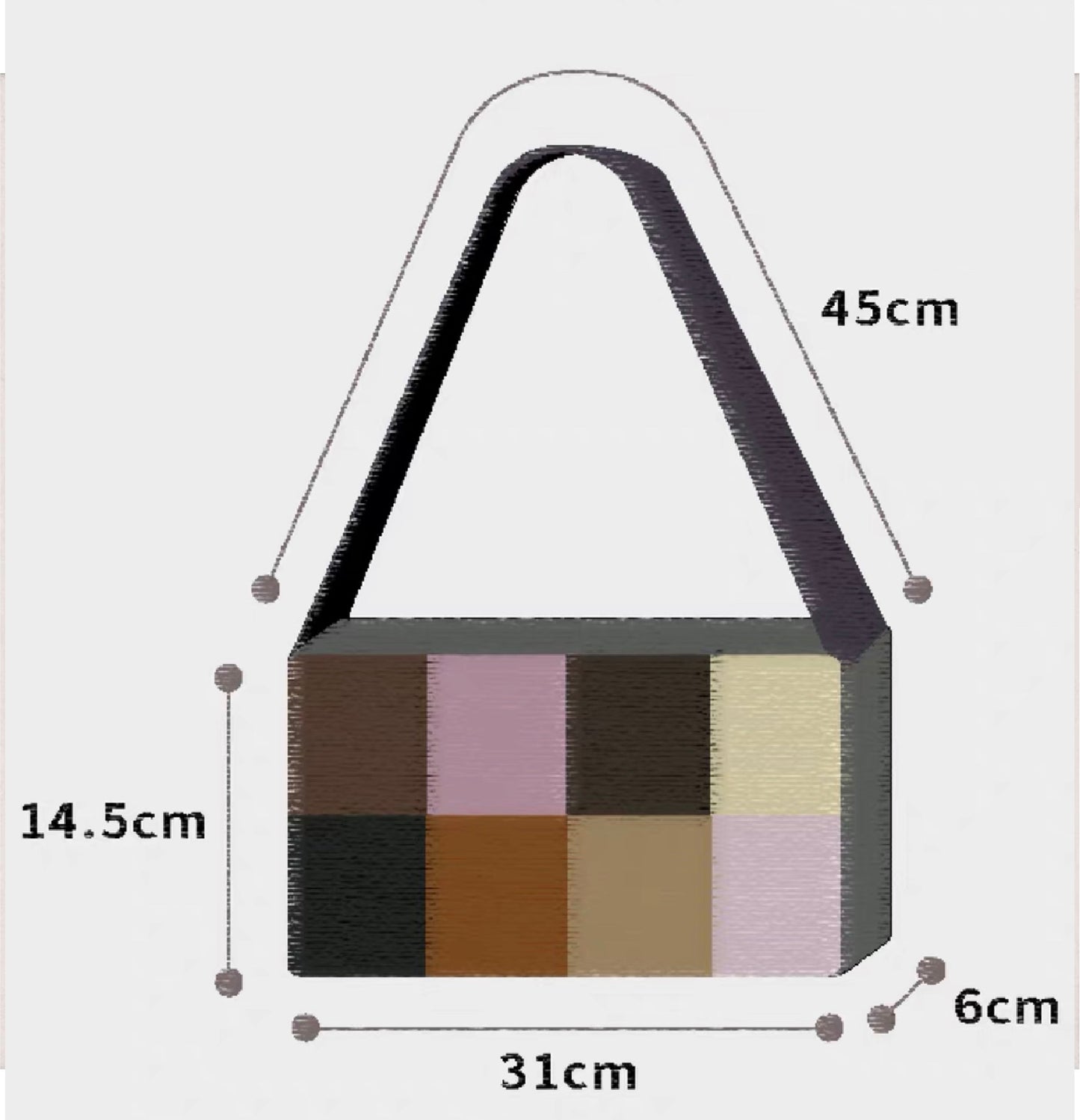 OddGreen - Hand Dyed Canvas Zip Handbag (Checkered bag)