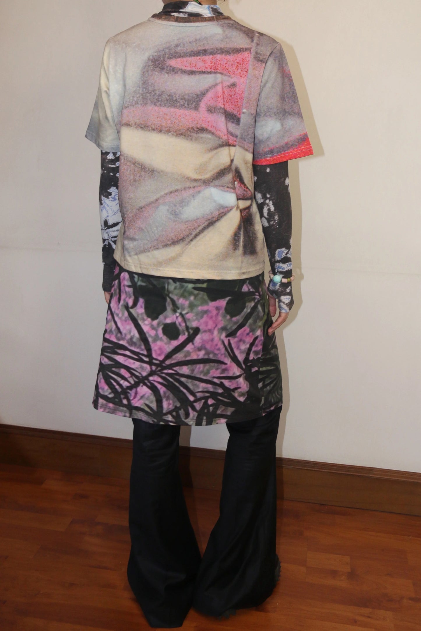Oddgreen - Oleander Skirt 'Botanical Impression in Pastel Green'