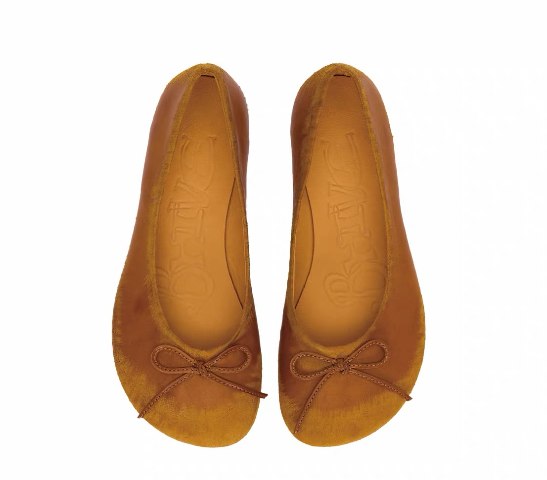 BHIVE– BAGGY BALLET FLATS (Distressed Leather)