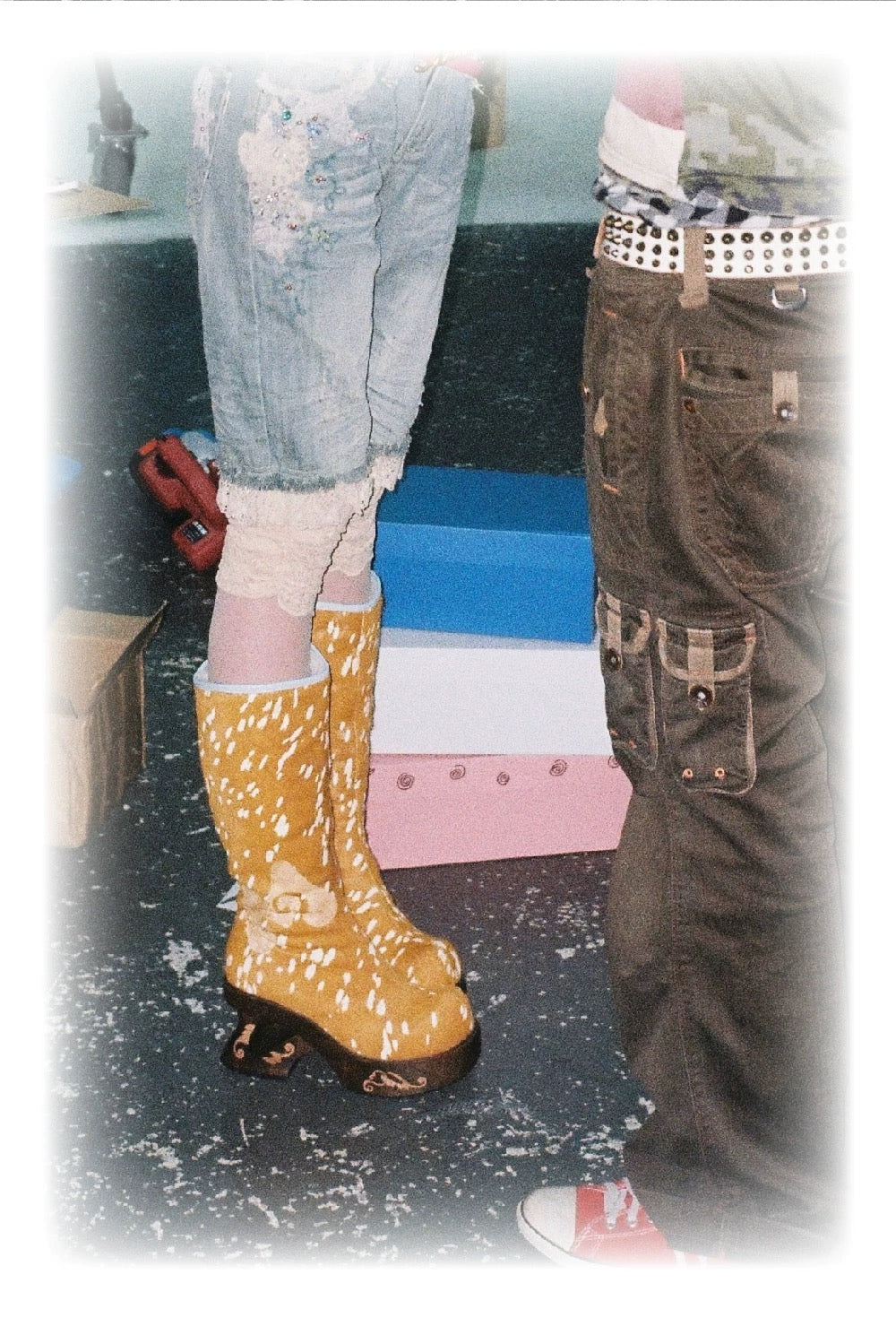 PonteAlleMoss19 – Brown Deer-Pattern Fleece-Lined Knee-High Boots