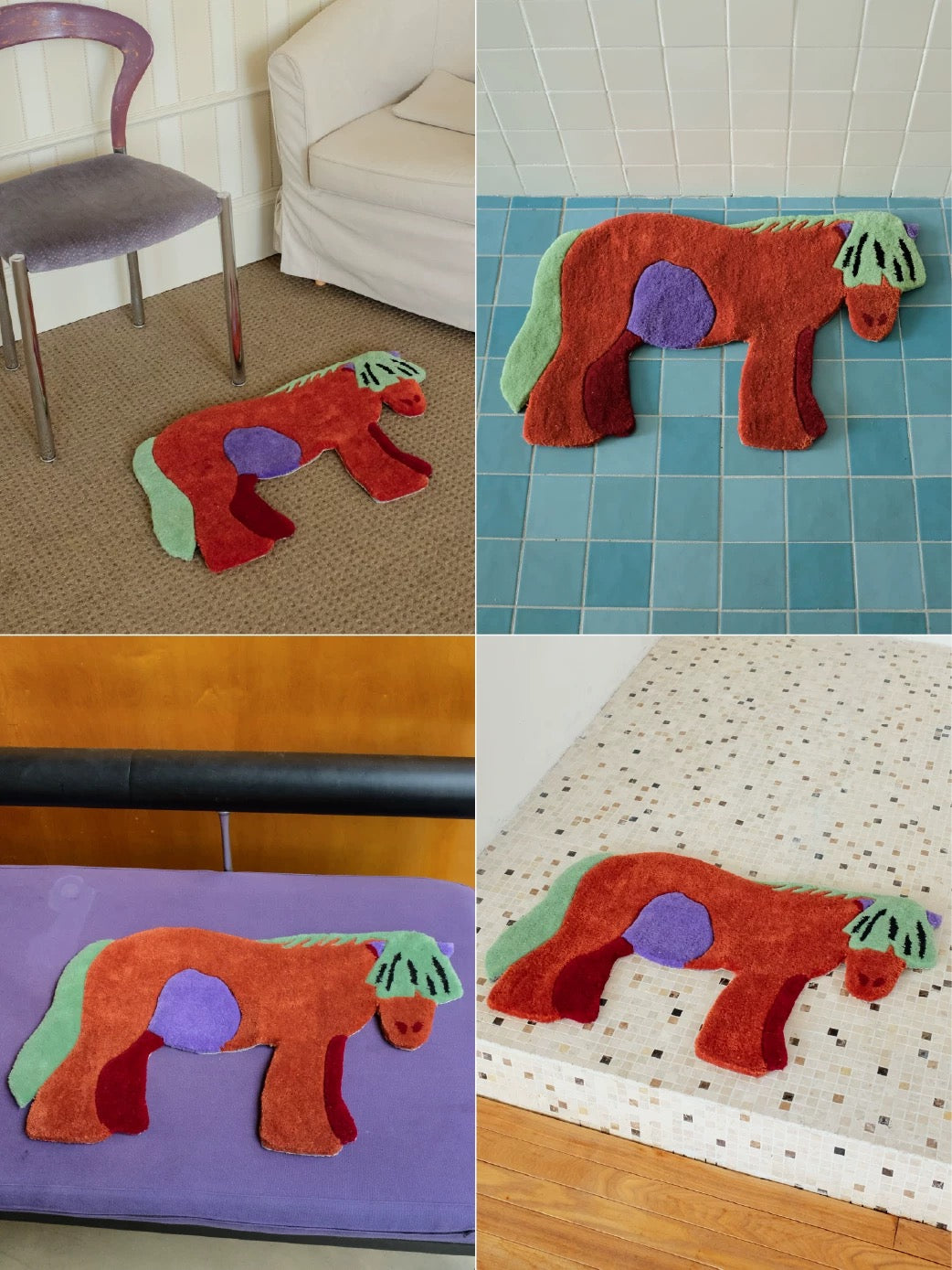 Hoobin - Hand-Tufted Little Red Horse Rug – Brick Red