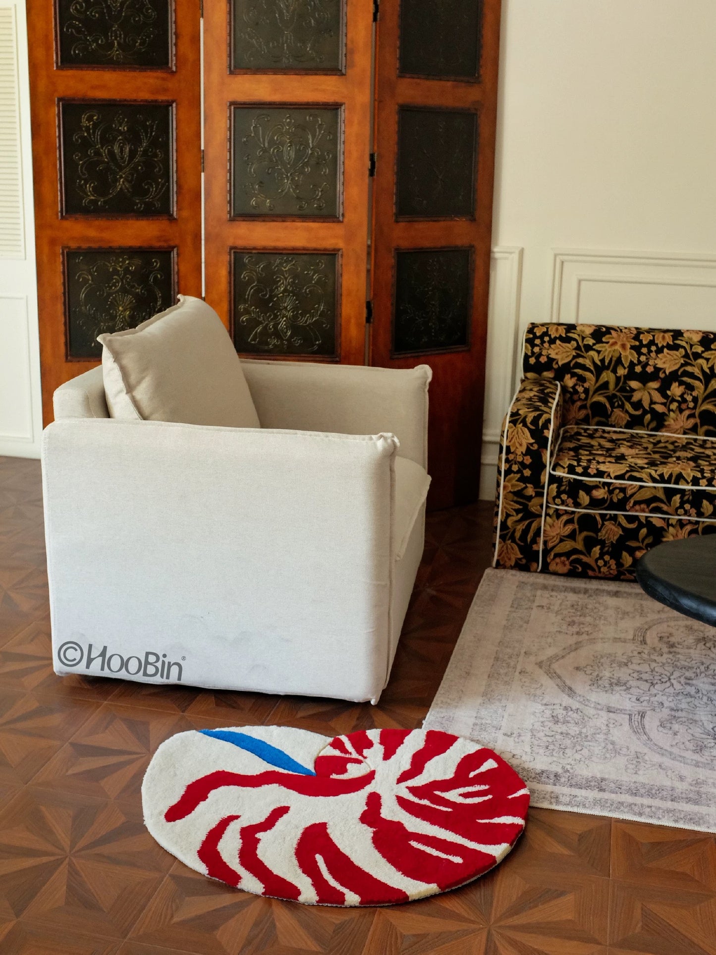 Hoobin - Hand-Tufted Nautilus Rug in Red Stripe
