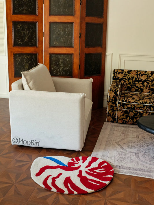 Hoobin - Hand-Tufted Nautilus Rug in Red Stripe
