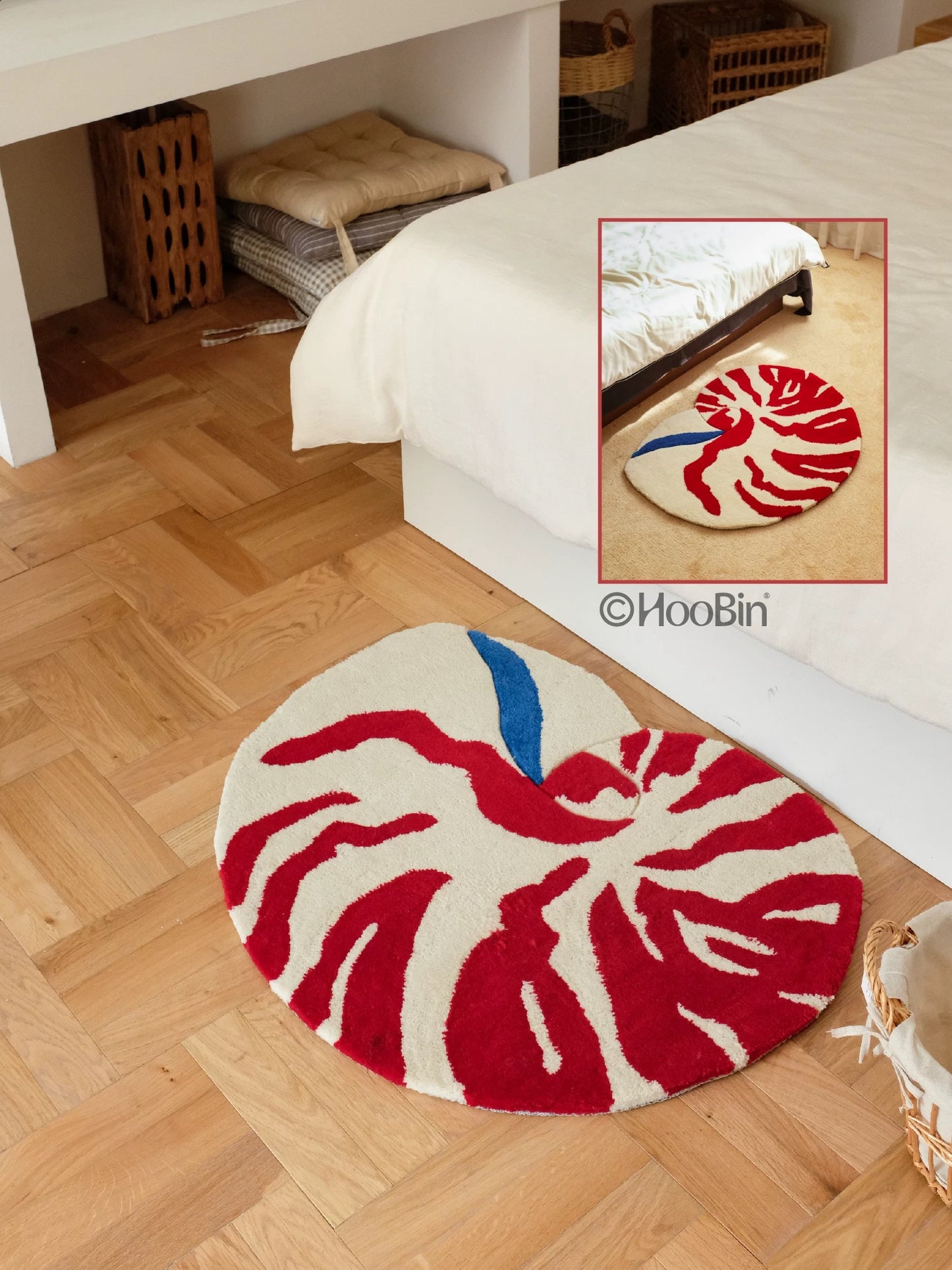 Hoobin - Hand-Tufted Nautilus Rug in Red Stripe