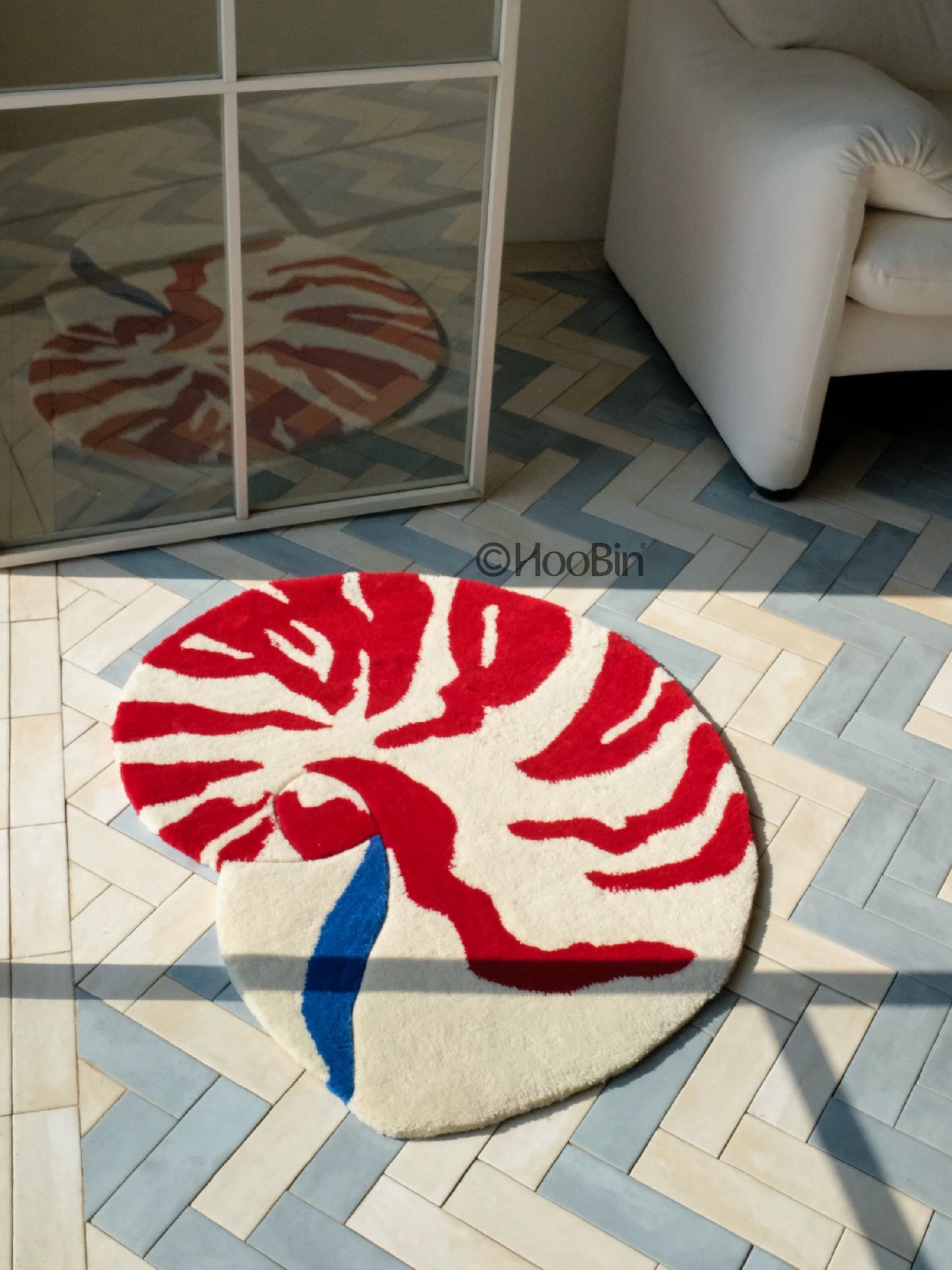 Hoobin - Hand-Tufted Nautilus Rug in Red Stripe
