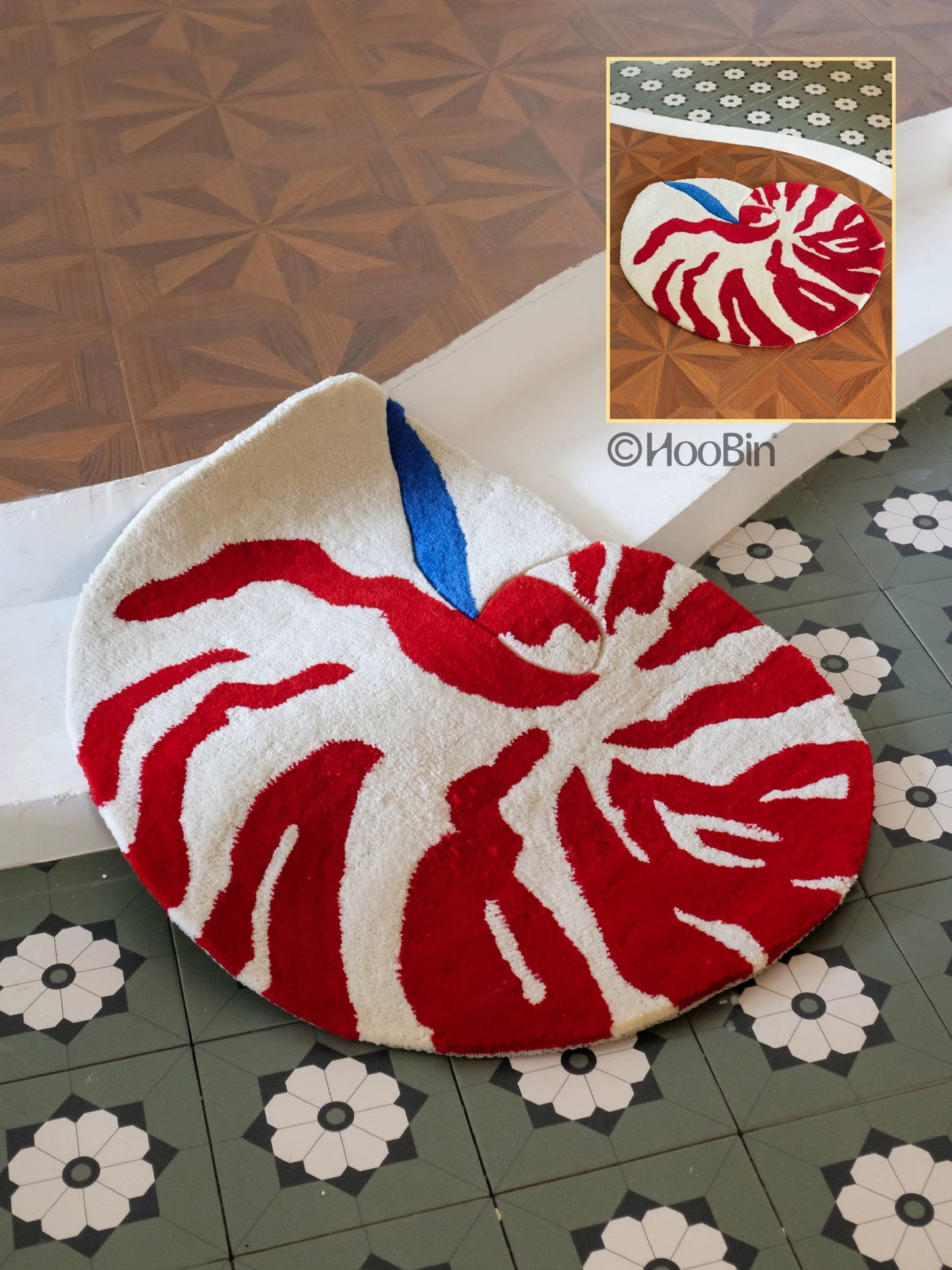 Hoobin - Hand-Tufted Nautilus Rug in Red Stripe