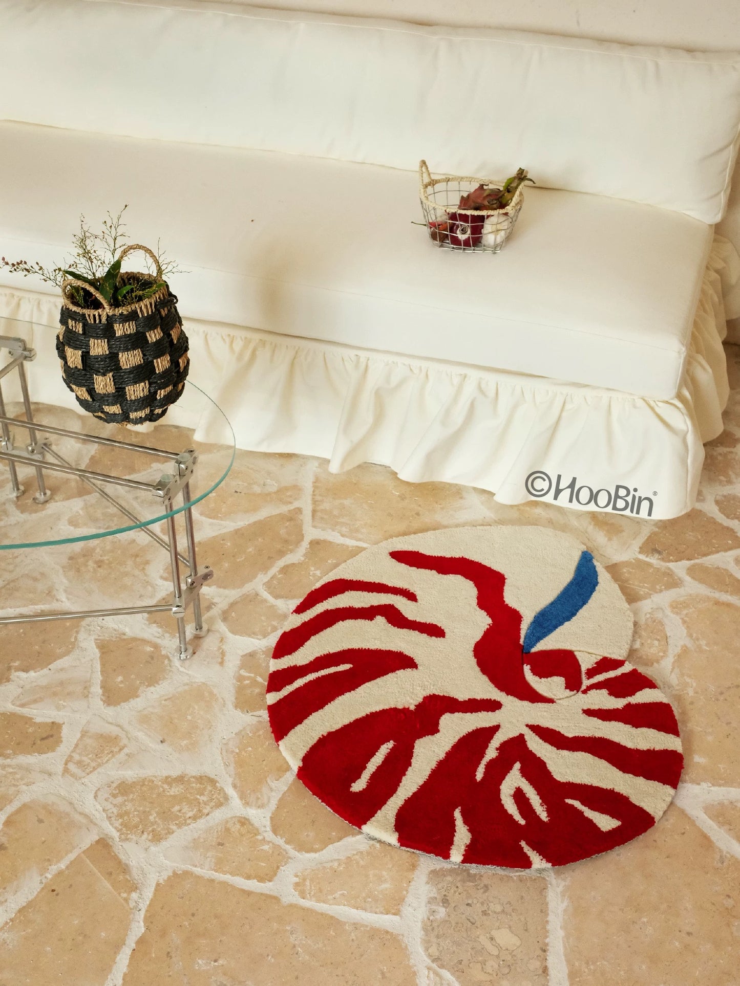 Hoobin - Hand-Tufted Nautilus Rug in Red Stripe