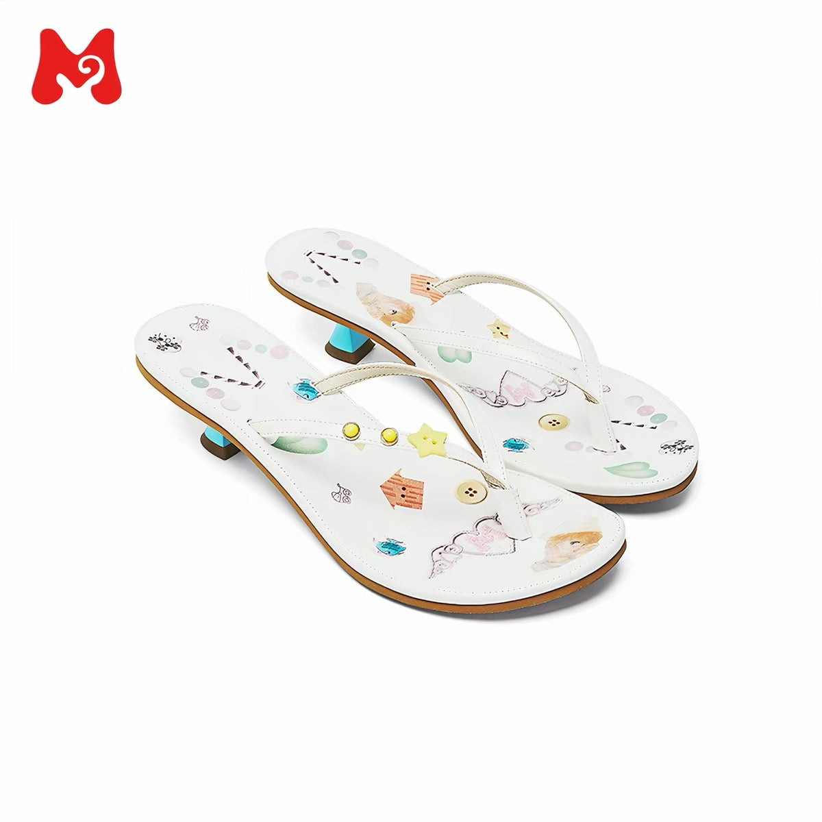 PonteAlleMoss19 – Marine Comic Crinkled Patent Leather Kitten Mules