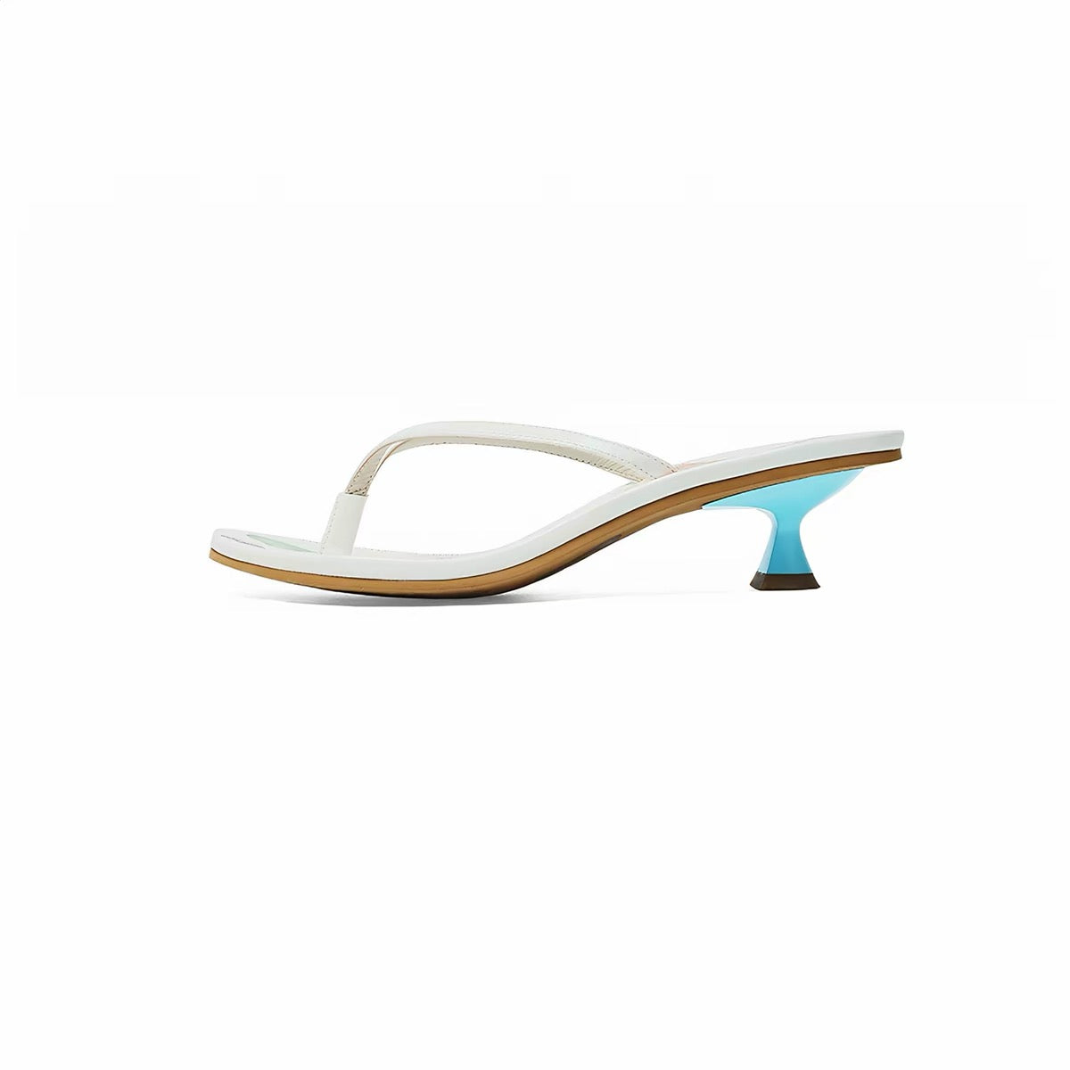 PonteAlleMoss19 – Marine Comic Crinkled Patent Leather Kitten Mules
