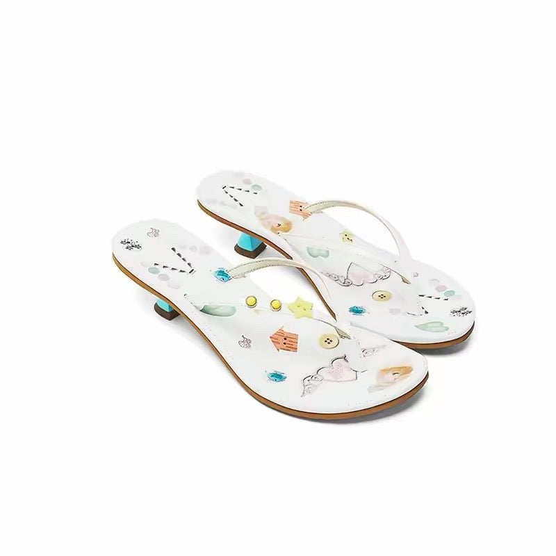 PonteAlleMoss19 – Marine Comic Crinkled Patent Leather Kitten Mules