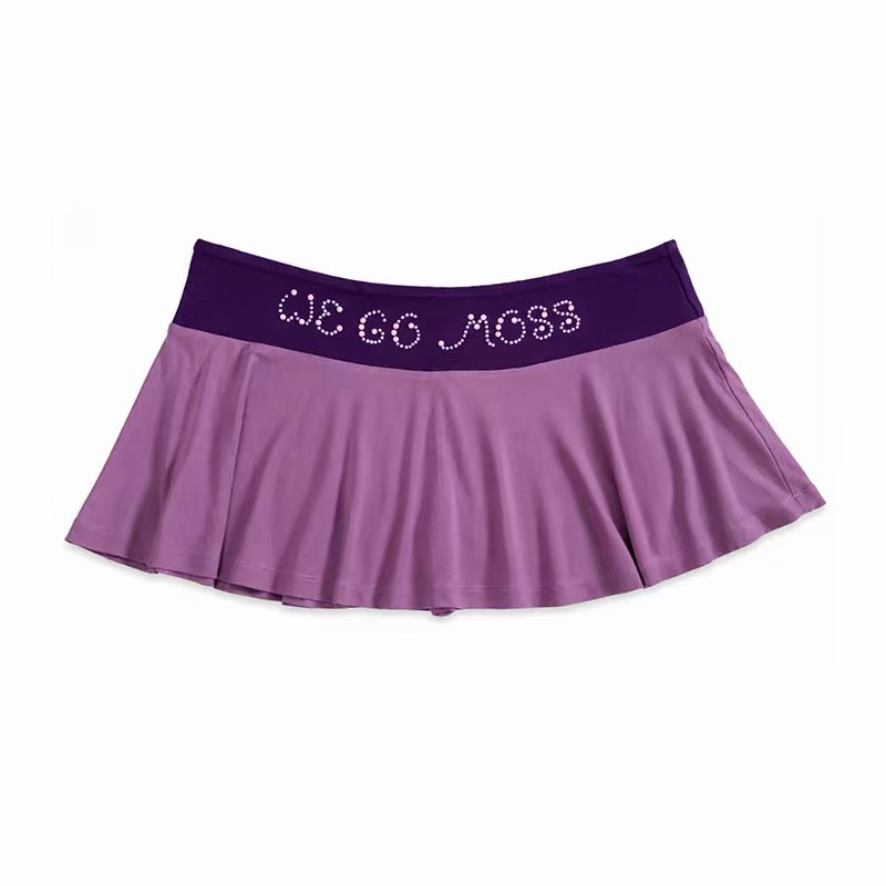 PonteAlleMoss19 – Contrast Sporty 2-Way Skort with Rhinestone '19' Slogan