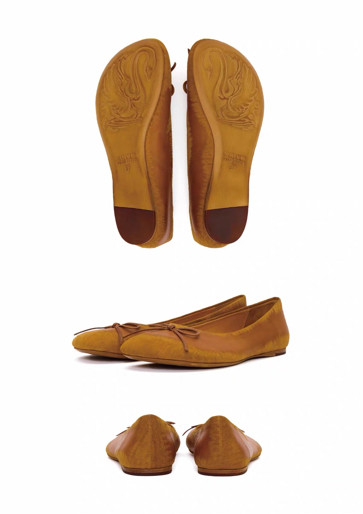 BHIVE– BAGGY BALLET FLATS (Distressed Leather)