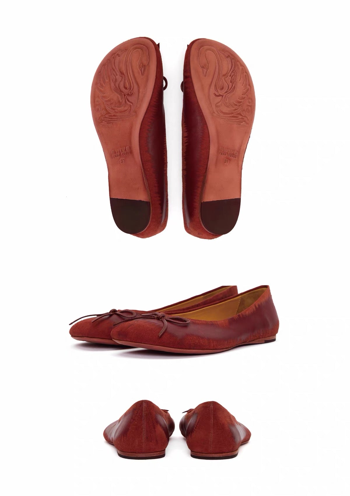BHIVE– BAGGY BALLET FLATS (Distressed Leather)