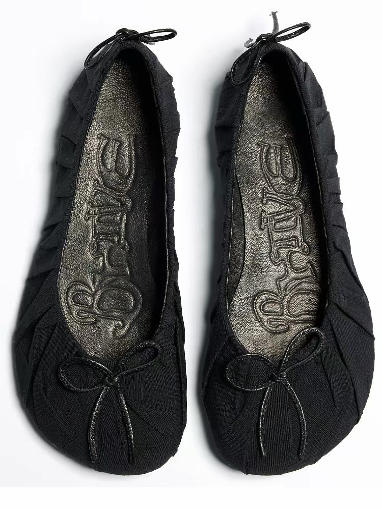 BHIVE – BAGGY Japanese Konbu Nylon Ballet Flats with Custom Leather Soles