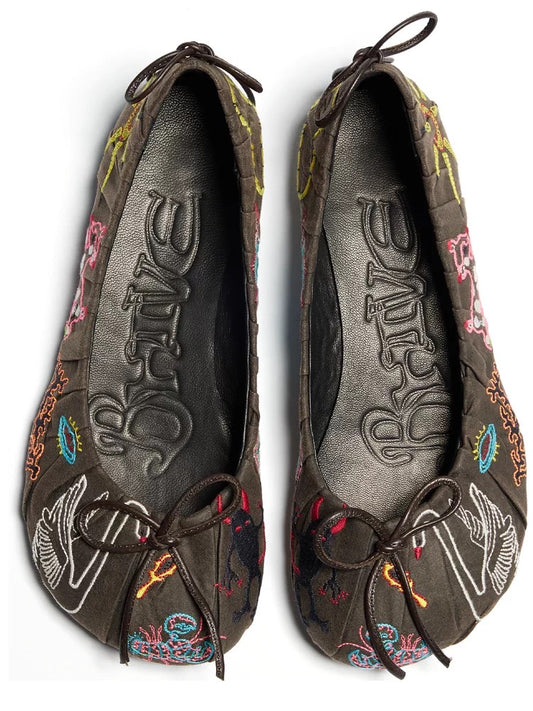 BHIVE – BAGGY Japanese Konbu Nylon Ballet Flats with Custom Leather Soles