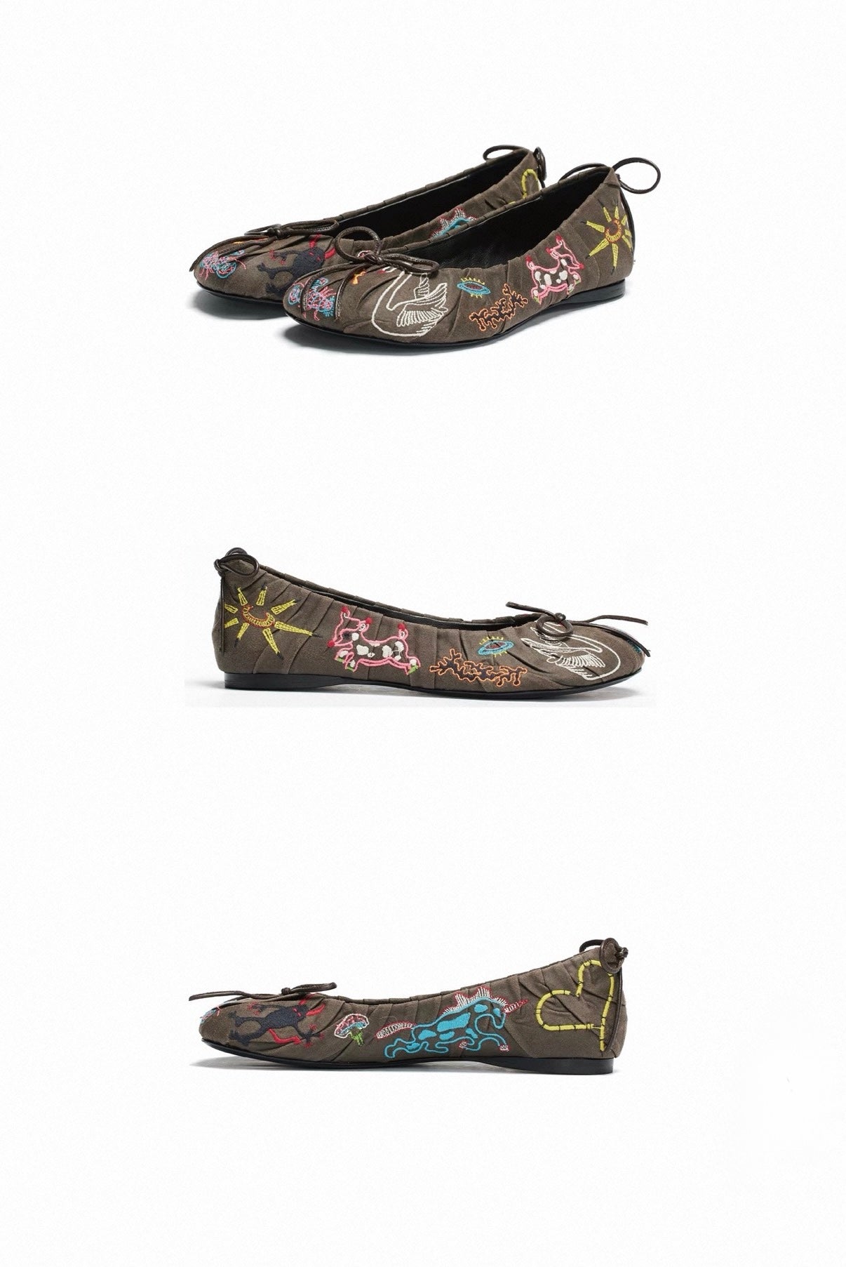 BHIVE – BAGGY Japanese Konbu Nylon Ballet Flats with Custom Leather Soles