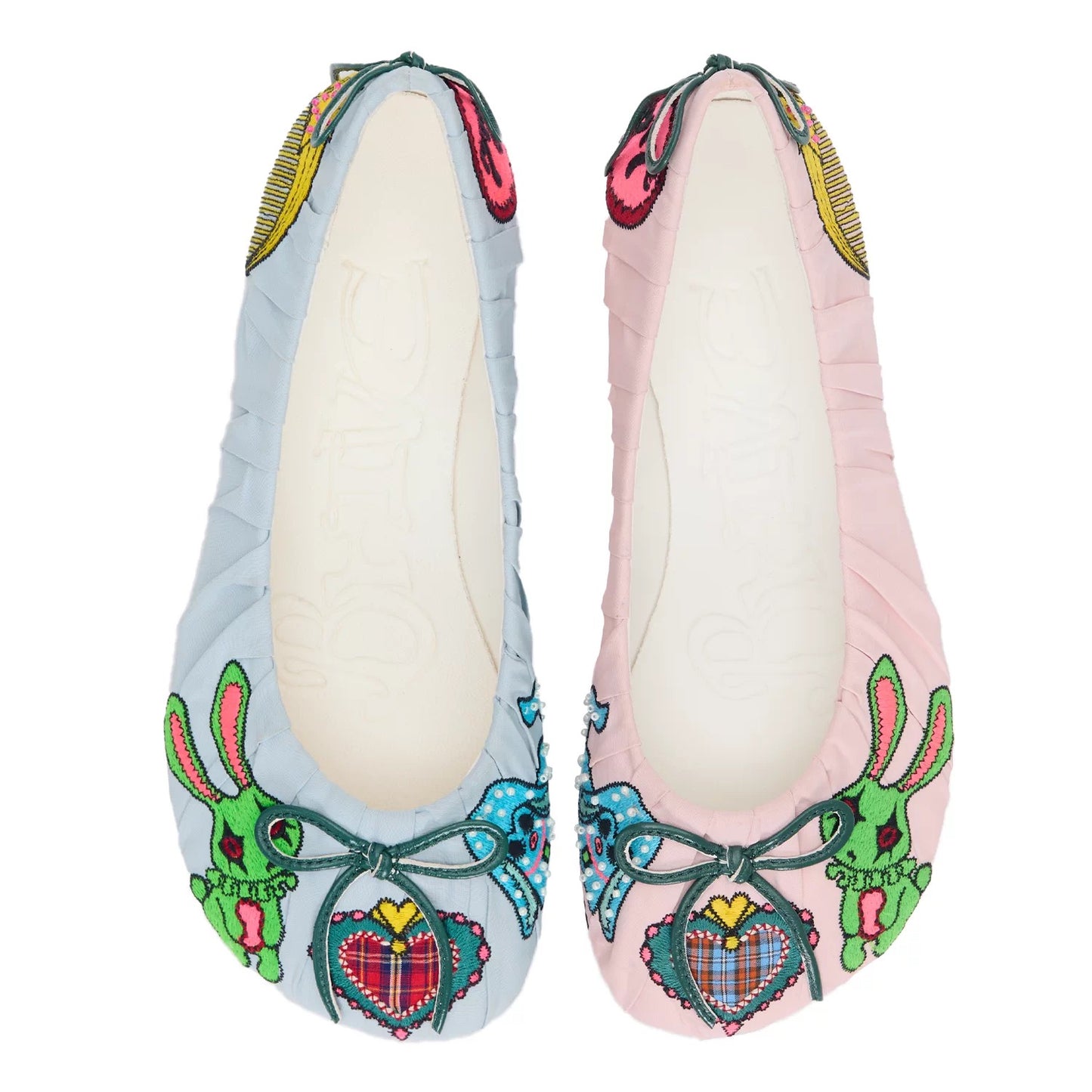 BHIVE – BAGGY Embroidered Ruched Ballet Flats with Custom Leather Soles