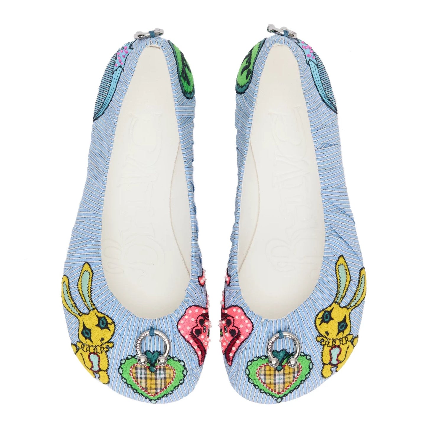 BHIVE – BAGGY Embroidered Ruched Ballet Flats with Custom Leather Soles