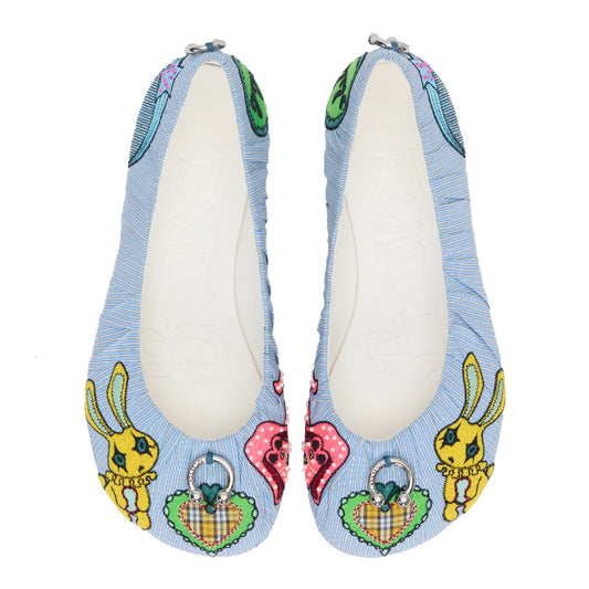 BHIVE – BAGGY Embroidered Ruched Ballet Flats with Custom Leather Soles
