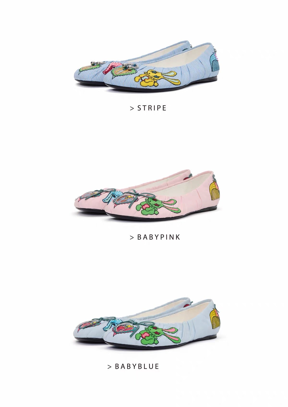 BHIVE – BAGGY Embroidered Ruched Ballet Flats with Custom Leather Soles
