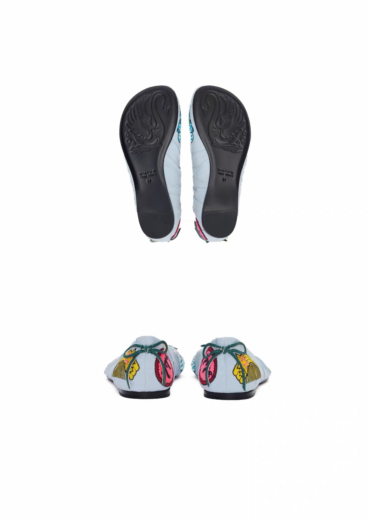 BHIVE – BAGGY Embroidered Ruched Ballet Flats with Custom Leather Soles