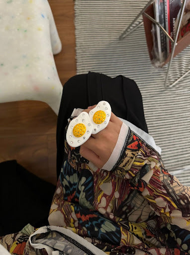 Emo Salad- 3D printed Sunny Side Crystalized Ring